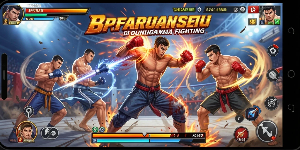 Screenshot utama BW888 menampilkan aksi pertarungan yang dramatis dan karakter yang keren.
