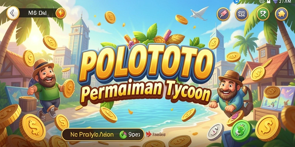 Screenshot gameplay POLOTOTO menunjukkan manajemen bisnis yang dinamis.