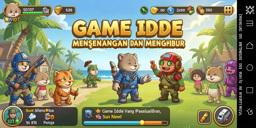 Screenshot utama SD107 menampilkan gameplay Idle yang menarik dan menarik.